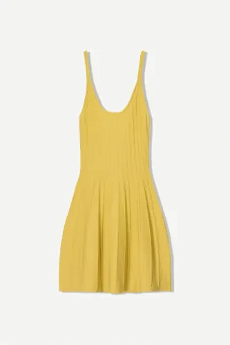 Askılı mini elbise-Hardal - Bershka (1)