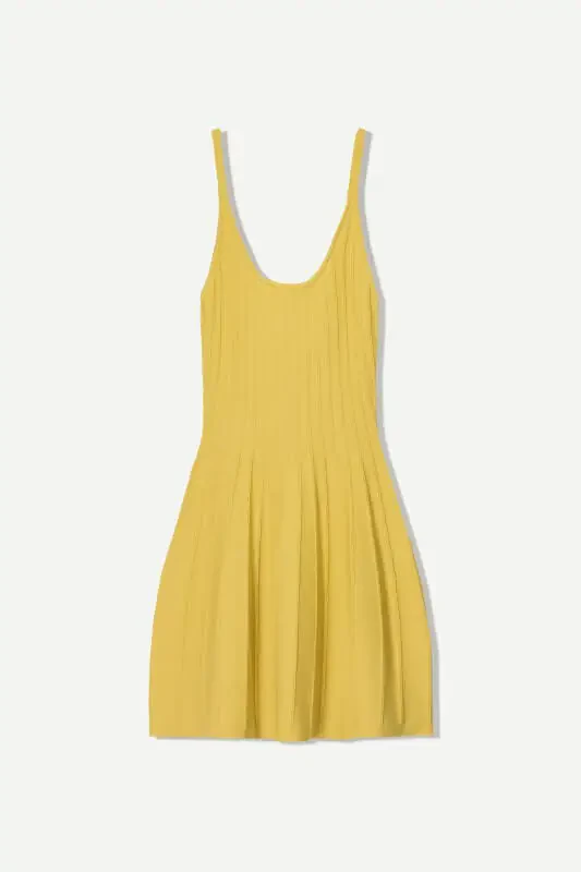 Askılı mini elbise-Hardal - 2