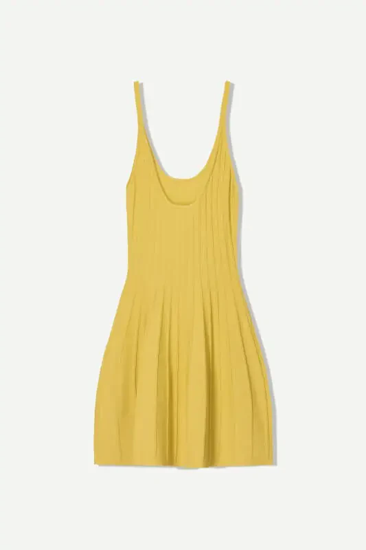 Askılı mini elbise-Hardal - 5