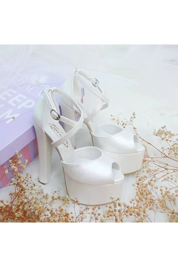 Aslı Acar Comfortable Bridal Shoes with Ankle Cross Straps and 15 Cm Heels - 8