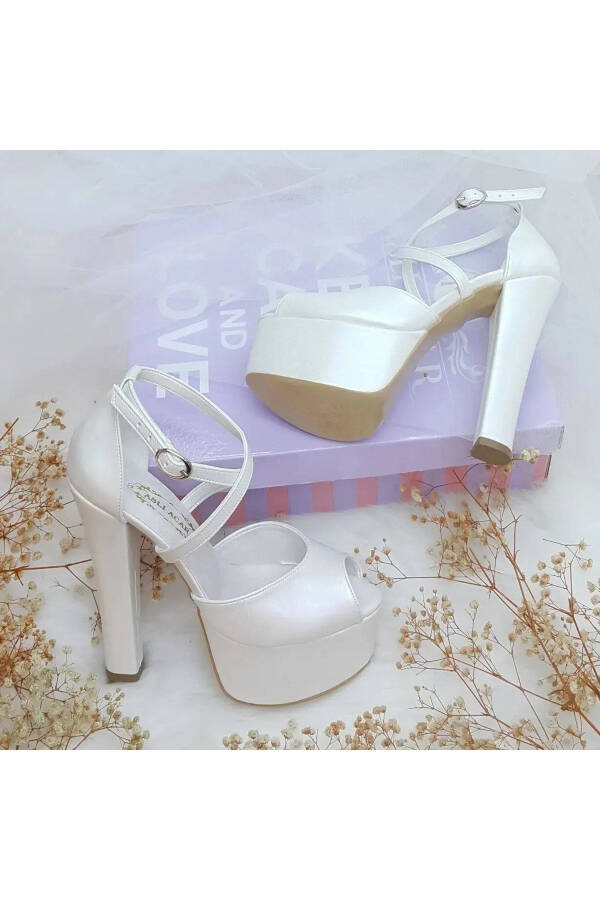 Aslı Acar Comfortable Bridal Shoes with Ankle Cross Straps and 15 Cm Heels - 9