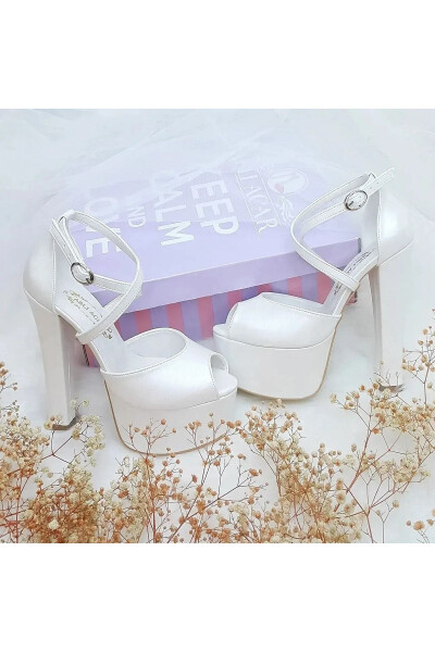 Aslı Acar Comfortable Bridal Shoes with Ankle Cross Straps and 15 Cm Heels - 11