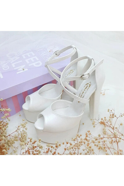 Aslı Acar Comfortable Bridal Shoes with Ankle Cross Straps and 15 Cm Heels - 12