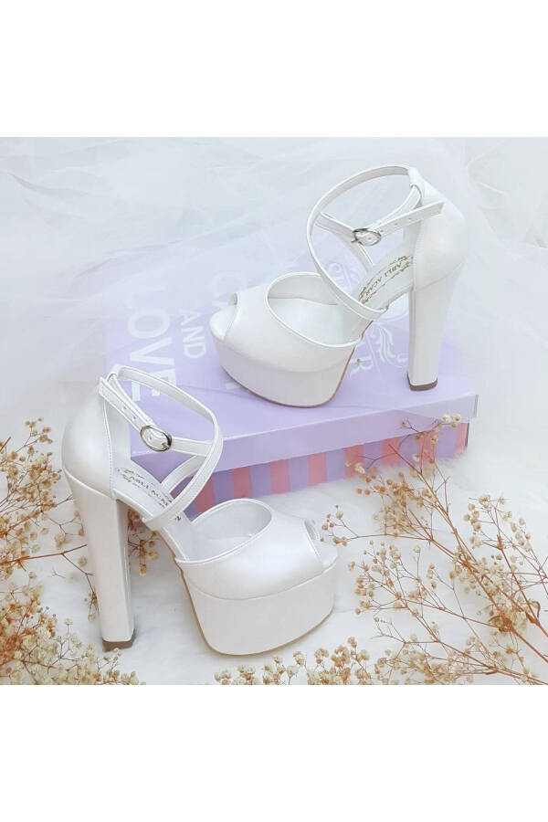 Aslı Acar Comfortable Bridal Shoes with Ankle Cross Straps and 15 Cm Heels - 13