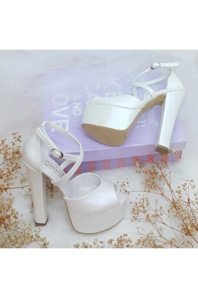 Aslı Acar Comfortable Bridal Shoes with Ankle Cross Straps and 15 Cm Heels - 2