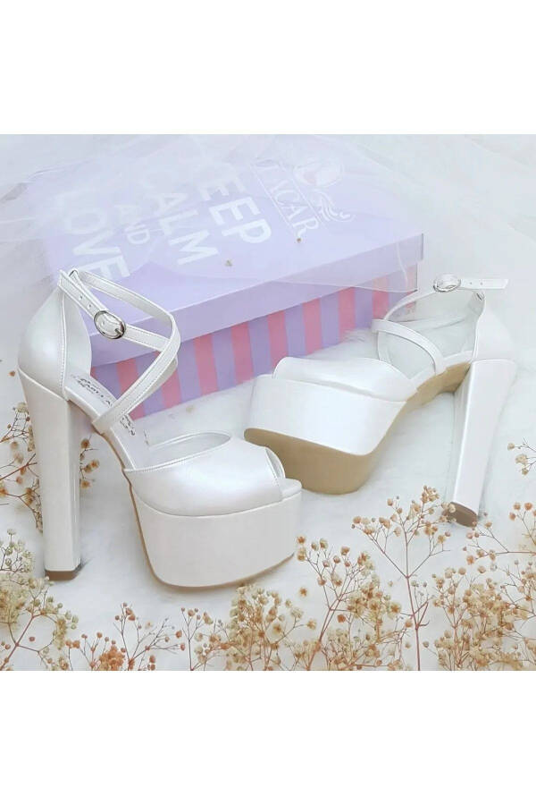 Aslı Acar Comfortable Bridal Shoes with Ankle Cross Straps and 15 Cm Heels - 3