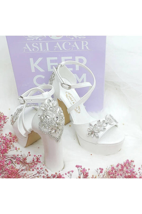 Aslı Acar High Heel Comfortable Bridal Shoes with Stone Detail Design - 2