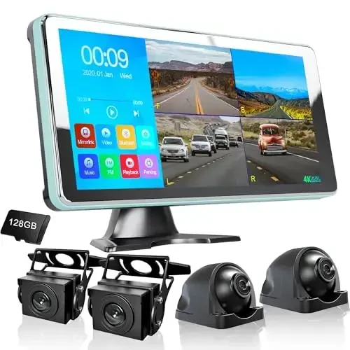 ASLONG 4CH Dash Cam Backup Camera with 9.36