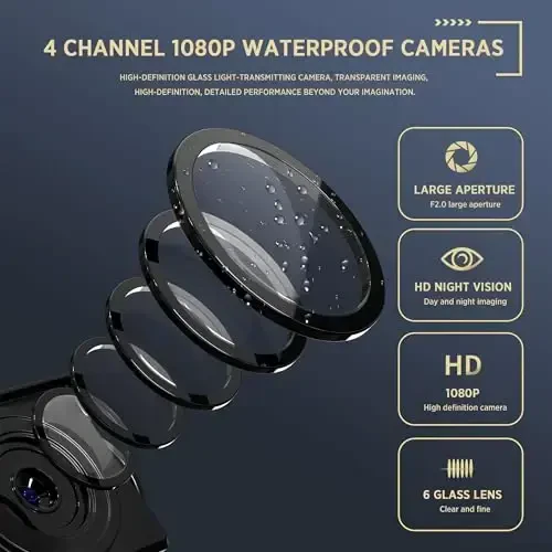 ASLONG 4CH Dash Cam Backup Camera with 9.36