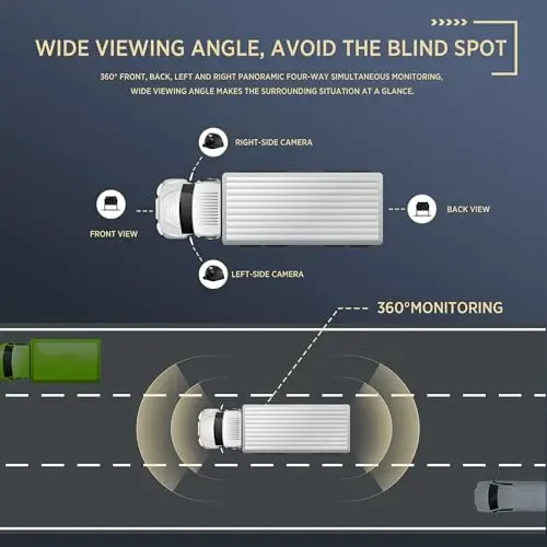 ASLONG 4K Backup Camera 4CH Dash Cam with 10.36