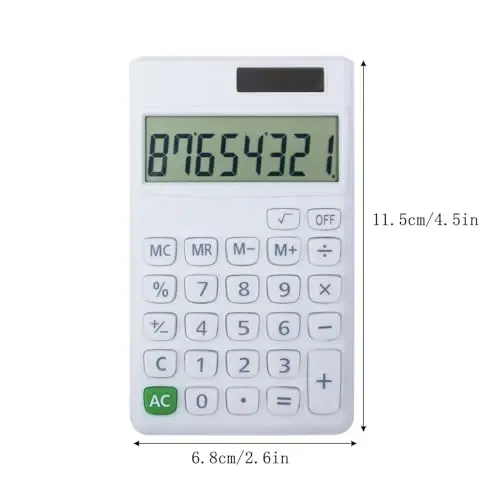 Asosiy standart kalkulyatorlar 8 xonali LCD displeyli kichik raqamli stol kalkulyatori, batareyali quyosh energiyasi aqlli kalkulyatori Bolalar maktabi Kattalar ofisi Oila Standart funktsiyalari (8 bitli oq) - 3
