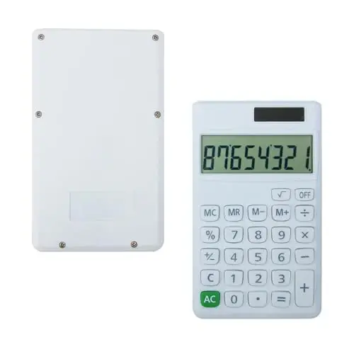 Asosiy standart kalkulyatorlar 8 xonali LCD displeyli kichik raqamli stol kalkulyatori, batareyali quyosh energiyasi aqlli kalkulyatori Bolalar maktabi Kattalar ofisi Oila Standart funktsiyalari (8 bitli oq) - 4