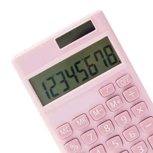 Asosiy standart kalkulyatorlar 8 xonali LCD displeyli kichik raqamli stol kalkulyatori, batareyali quyosh energiyasi Smart kalkulyator bolalar uchun uy maktabi uchun cho'ntak o'lchami (pushti ko'k 2 dona) - 4