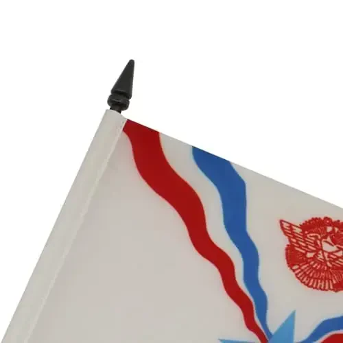 AZ FLAG Assyria Table Flag 5'' x 8'' - Assyrian Desk Flag 21 x 14 cm. - Black plastic stick and base - 4