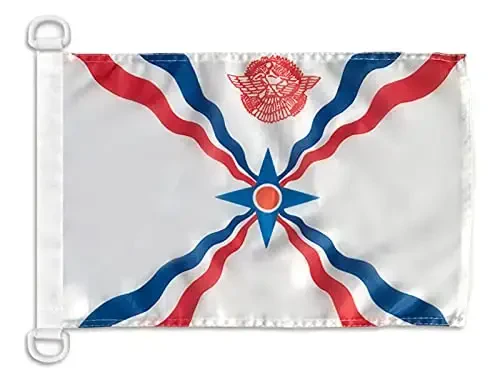 Assyria NAUTICAL Flag 18'' x 12'' - Assyrian flags 30 x 45 cm. - Banner 12x18 in for boat - AZ FLAG - AZ FLAG