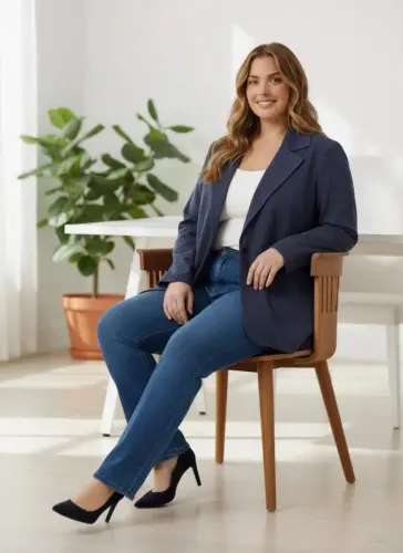 Astarsız Büyük Beden Ceket Lacivert - 4