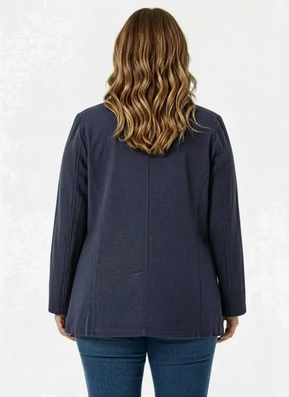 Astarsız Büyük Beden Ceket Lacivert - 5