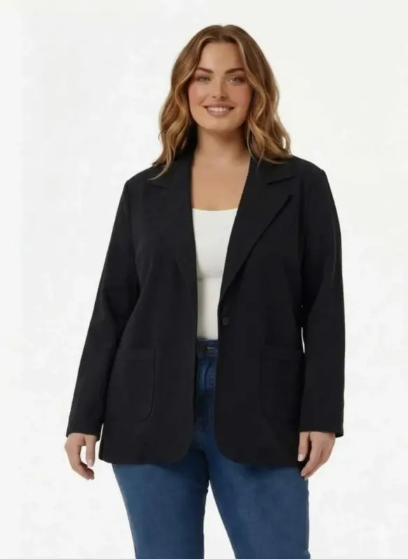 Astarsız Büyük Beden Ceket Siyah - BÜYÜKBEDENIZ