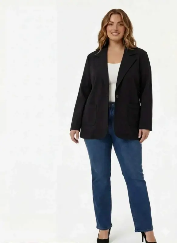 Astarsız Büyük Beden Ceket Siyah - 3