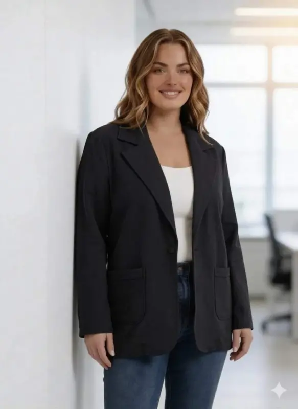 Astarsız Büyük Beden Ceket Siyah - 4