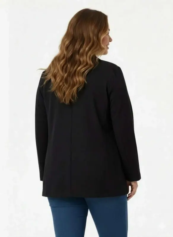 Astarsız Büyük Beden Ceket Siyah - 5