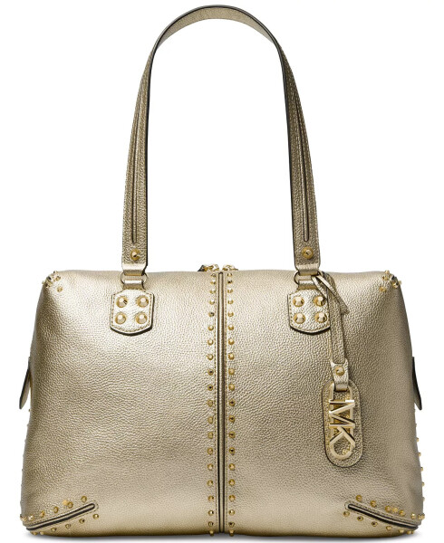 Astor Medium Studded Leather Shoulder Tote Pale Gold - 5