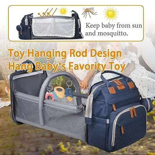 Astro alan Baby Diaper Bags with Changing Station, Waterproof Diaper Bag Backpack for Moms Dads with USB Charging Port, Baby Shower Gifts, Large Capacity diaper backpack, Blue - ASTRO (1)