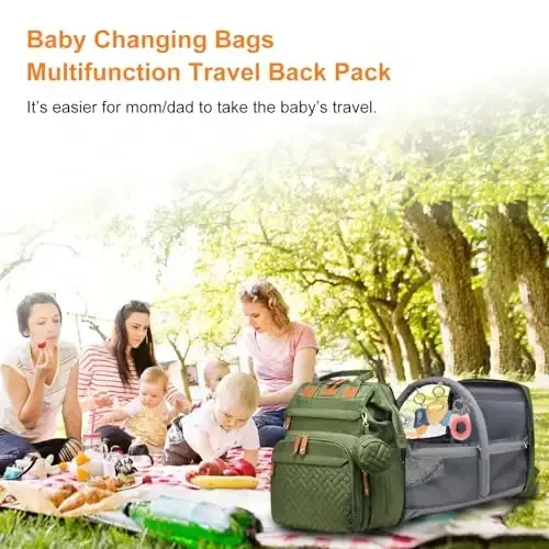 Astro alan Baby Diaper Bags with Changing Station, Waterproof Diaper Bag Backpack for Moms Dads with USB Charging Port, Baby Shower Gifts, Large Capacity diaper backpack, Green - 7