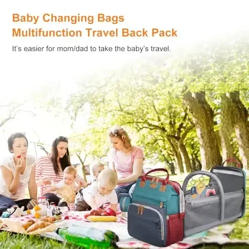 Astro alan Baby Diaper Bags with Changing Station, Waterproof Diaper Bag Backpack for Moms Dads with USB Charging Port, Baby Shower Gifts, Large Capacity diaper backpack, Red-Green-Blue - 7