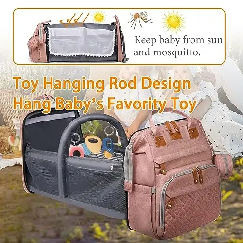 Astro alan Baby Diaper Bags with Changing Station, Waterproof Diaper Bag Backpack for Moms Dads with USB Charging Port, Baby Shower Gifts, Large Capacity diaper backpack, Pink - ASTRO (1)