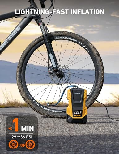 AstroAI AC/DC Tire Inflator Portable Air Compressor for Car, Air Pump for Car Tires, Car Accessories 150PSI with LED Light for Cars, Balls, Motorcycles, and Other CZK-3666 Yellow - 4