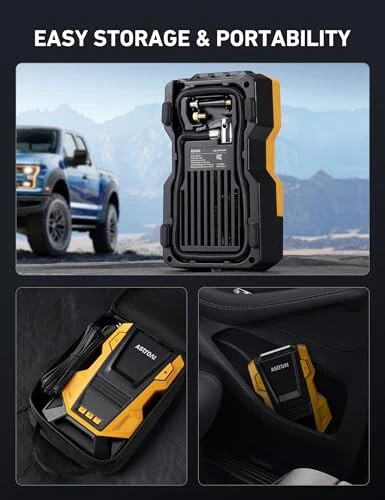 AstroAI AC/DC Shinalar uchun portativ kompressor, avtomobil nasosi, 150PSI LED chiroqli avtomobil aksessuarlari, to'plar, mototsikllar va boshqalar CZK-3666 Sariq - 5