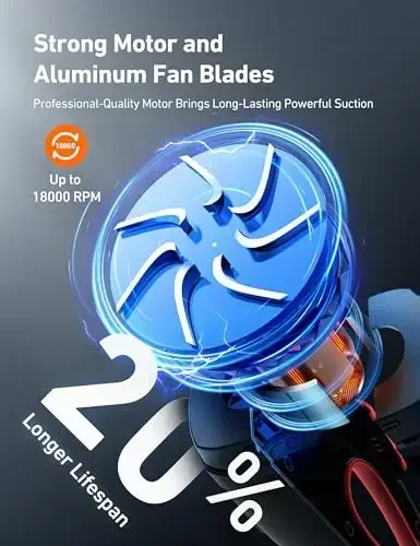 AstroAI Car Vacuum, Car Accessories, Portable Handheld Vacuum Cleaner with 12V DC Power, 16.4 Ft Cigarette Lighter Cord, LED Light, Car Cleaning Kit with 3 Filters for Quick Cleaning (Red) - 4