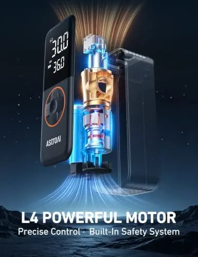 AstroAI L4 Lastik Şişirme Taşınabilir Hava Kompresörü, Basınç Göstergeli Araba Lastikleri için 150PSI Taşınabilir Hava Pompası, Arabalar, Motosikletler, Bisikletler, Lastikler, Toplar için LED Işıklı Elektrikli Hava Pompası Hızlı Şişirme - 5