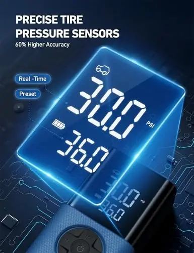 AstroAI L7S Tire Inflator Portable Air Compressor Cordless with Digital Pressure Gauge, 150 PSI LED Light Bike Air Pump with Fast Inflation & Auto Shut-Off for Car Tires,Motorcycles,Bikes,Balls,Blue - 1