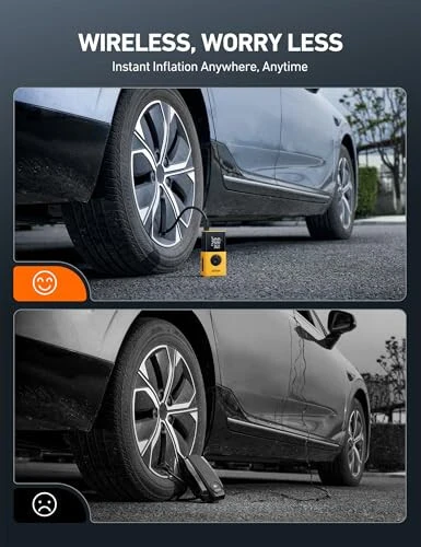 AstroAI Tire Inflator L7S Portable Air Compressor Cordless Bike Air Pump with Digital Dual Values Display, 150 PSI Car Tires Pump with LED Lights Air Pump for Auto, Motorcycles, Bikes, Balls - 5