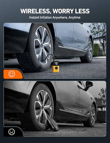 AstroAI Tire Inflator L7S Portable Air Compressor Cordless Bike Air Pump with Digital Dual Values Display, 150 PSI Car Tires Pump with LED Lights Air Pump for Auto, Motorcycles, Bikes, Balls - 5