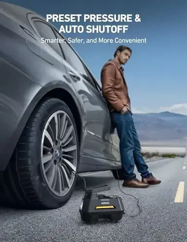 AstroAI Shinalarni Shishiruvchi Ko'chma Havoni Kompressor Shinalar Havoni Pompası Avtomobil Shinalari Uchun - Avtomobil Aksessuarlari, Raqamli Bosim O'lchagichli 12V DC Avto Pompa, Velosiped, Sharlar Uchun Favqulodda LED Chiroqi, Sariq 