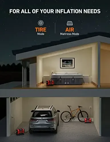 AstroAI Shinalarni Shishiruvchi Portativ Havo Kompressor Nasosi 150PSI 12V DC/110V AC Dual Metall Motorlar va LED Chiroq bilan, Avtomobil Aksessuarlari va Avtomobil, Velosiped Shinalari va Havo Matraslari uchun Ikki Rejim, Qizil - 5