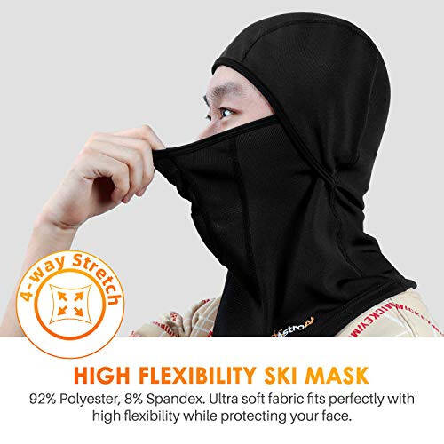 AstroAI Ski Mask Windproof Balaclava for Cold Weather, Winter Face Mask Breathable Stretchable for Skiing, Snowboarding, Black - 8