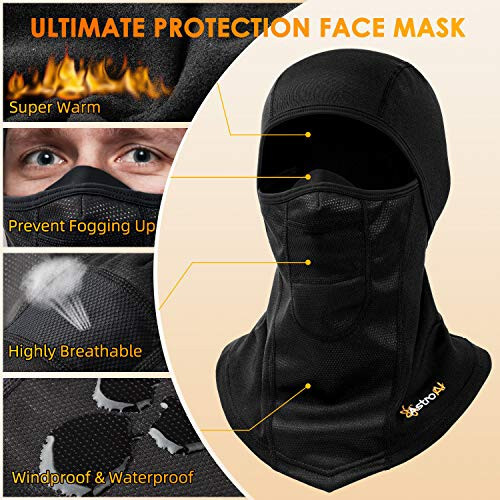 AstroAI Ski Mask Windproof Balaclava for Cold Weather, Winter Face Mask Breathable Stretchable for Skiing, Snowboarding, Black - 9