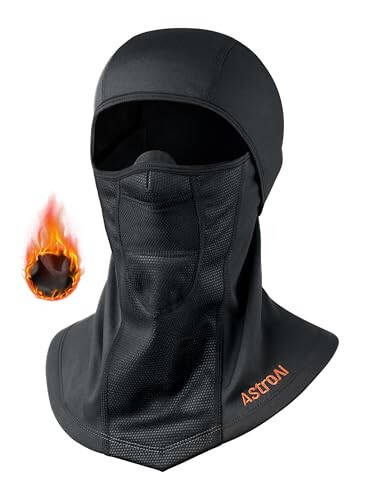 AstroAI Ski Mask Windproof Balaclava for Cold Weather, Winter Face Mask Breathable Stretchable for Skiing, Snowboarding, Black - 1