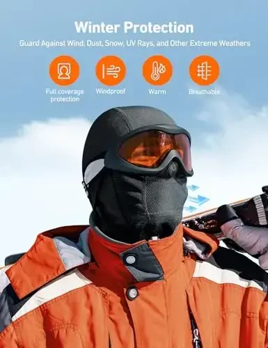 AstroAI Ski Mask Windproof Balaclava for Cold Weather, Winter Face Mask Breathable Stretchable for Skiing, Snowboarding, Black - 5