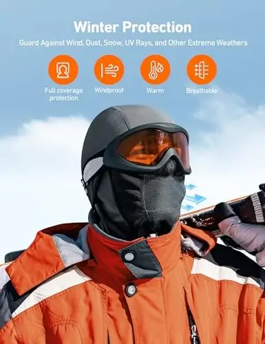 AstroAI Ski Mask Windproof Balaclava for Cold Weather, Winter Face Mask Breathable Stretchable for Skiing, Snowboarding, Gray (Pack of 2) - 2