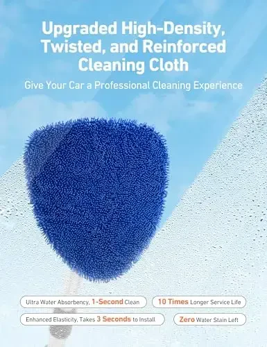 AstroAI Windshield Cleaner, 4 ta qayta ishlatiladigan va yuviladigan mikrofiber yostiqchali va cho‘ziluvchan tutqichli avto oynani tozalash vositasi bilan ichki avtomobil oynasini tozalash vositasi, ko‘k - 6