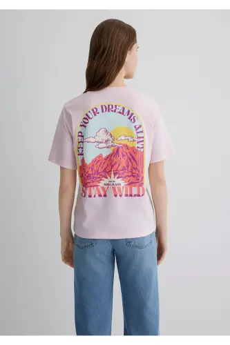 Astrology Printed Pink T-Shirt Regular Fit / Norma - 4