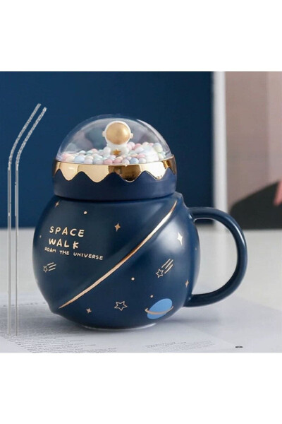 Astronaut Series, 500ml ceramic tea/coffee mug set with lid. - 1