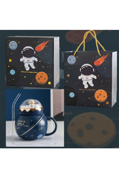 Astronaut Series, 500ml ceramic tea/coffee mug set with lid. - 2