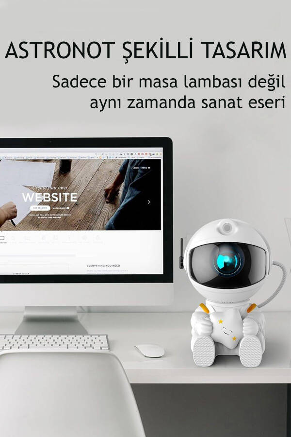 Astronot Yıldızlı Çocuk Odası Aydınlatma Çocuk Masa Lambası Bebek Uyku Işığı Astronot Lamba - 8