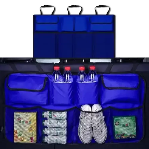 ASUBHA Car Trunk Organizer and Storage, Large Capacity Backseat Trunk Organizer Car Accessories, Collapsible Car Storage Bag with 8 Pocekt, Backseat Car Organizer for SUV/MPV/Truck - ASUBHA